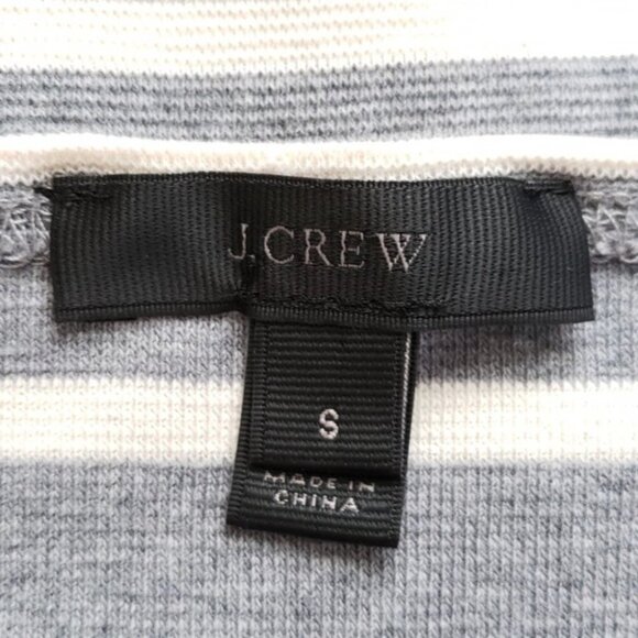 J Crew Striped Gray & Black Waffle Long-Sleeve Top - Picture 4 of 4